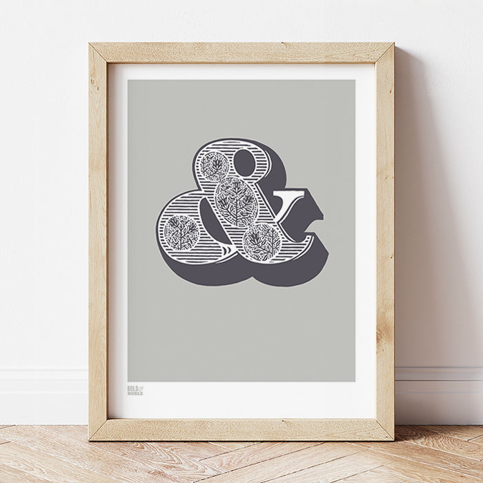 '& Ampersand' Illustrated Art Print in Putty