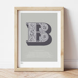 'Letter B' Illustrated Art Print in Putty