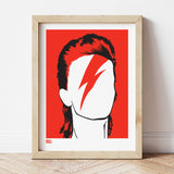 'David Bowie' Art Print in Dark Orange