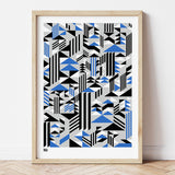 'Higher' Geometric Art Print in Cobalt Blue
