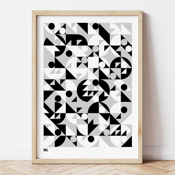 'Stronger' Geometric Art Print in Monochrome