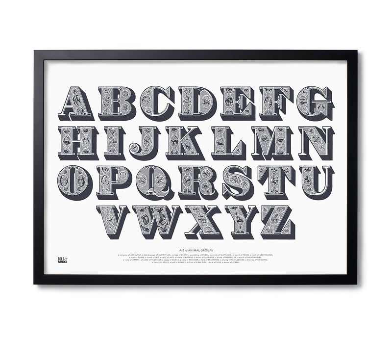 Vintage Style Alphabet Poster Ready to Hang