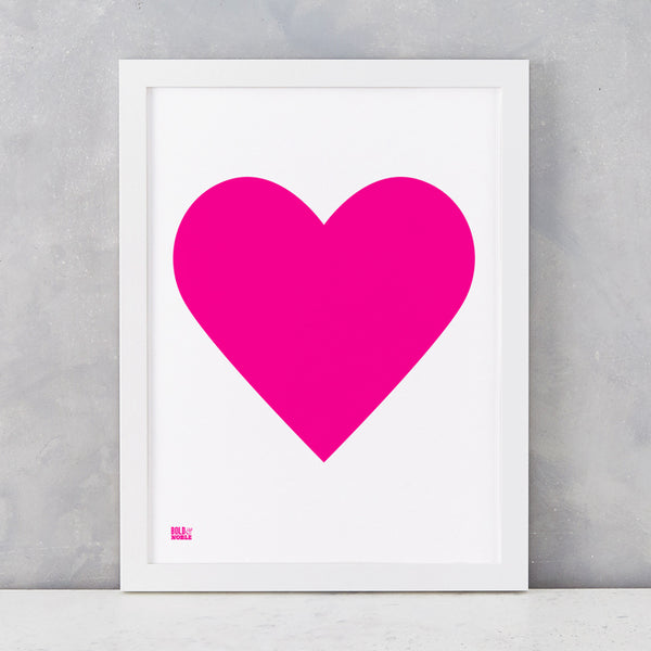 Love Heart Print, Neon Red on White – Bold & Noble