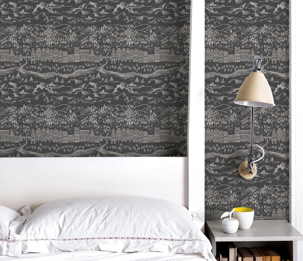 Province Wallpaper in Graphite - 10m shops x 52cm roll